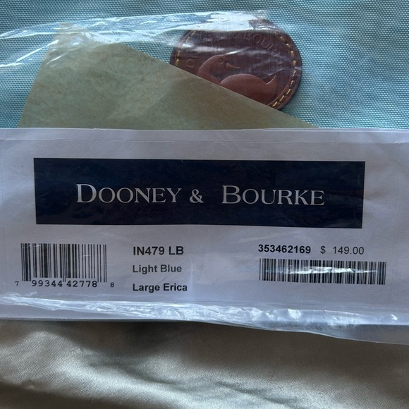 Dooney & Bourke Sky Blue and Tan Hobo Bag - Picture 2 of 3